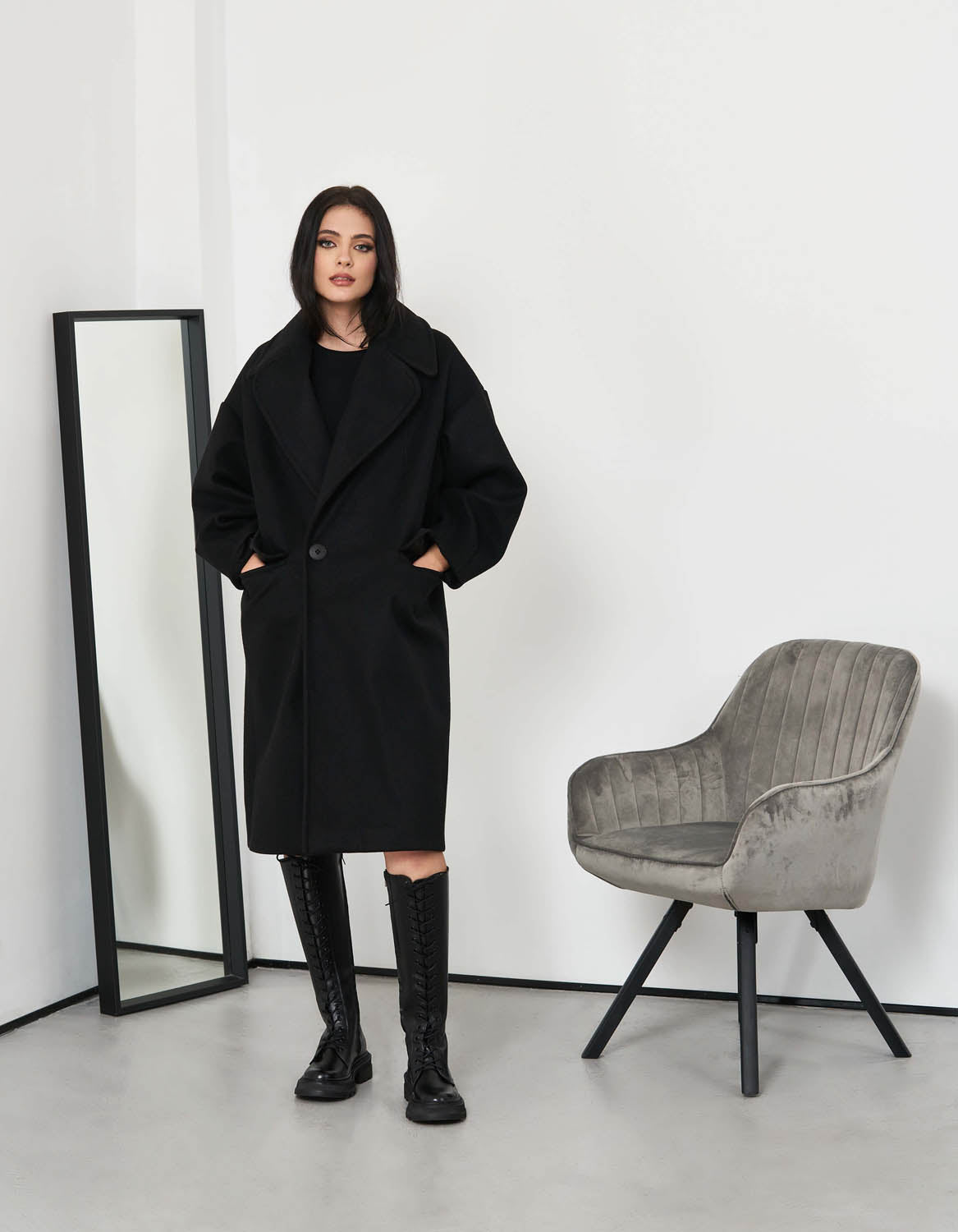 Palton oversized negru - MOJA