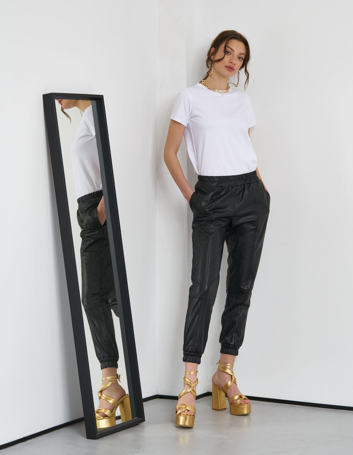 Pantaloni din piele naturala Apollo - MOJA