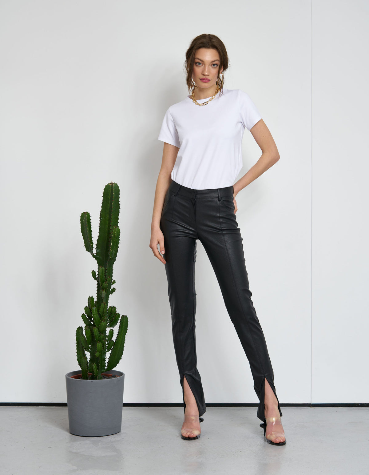 Pantaloni din piele naturala strech Ares - MOJA