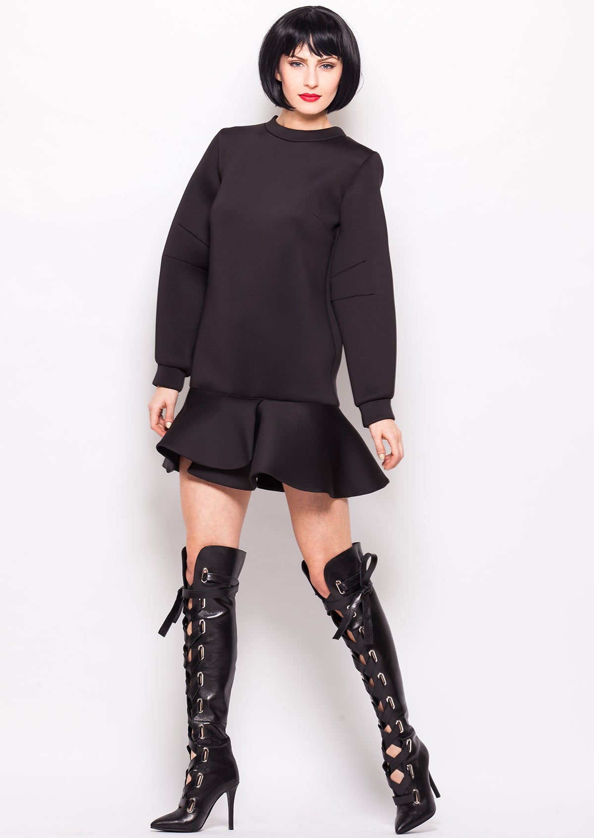 Rochie cu volan din neopren - MOJA