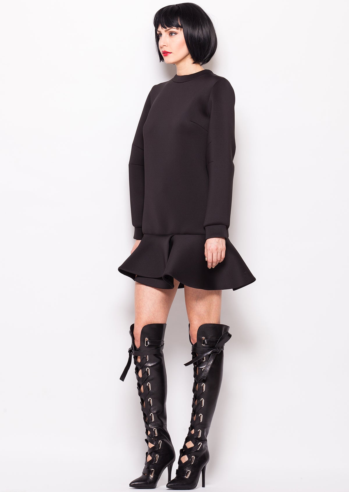 Rochie cu volan din neopren - MOJA