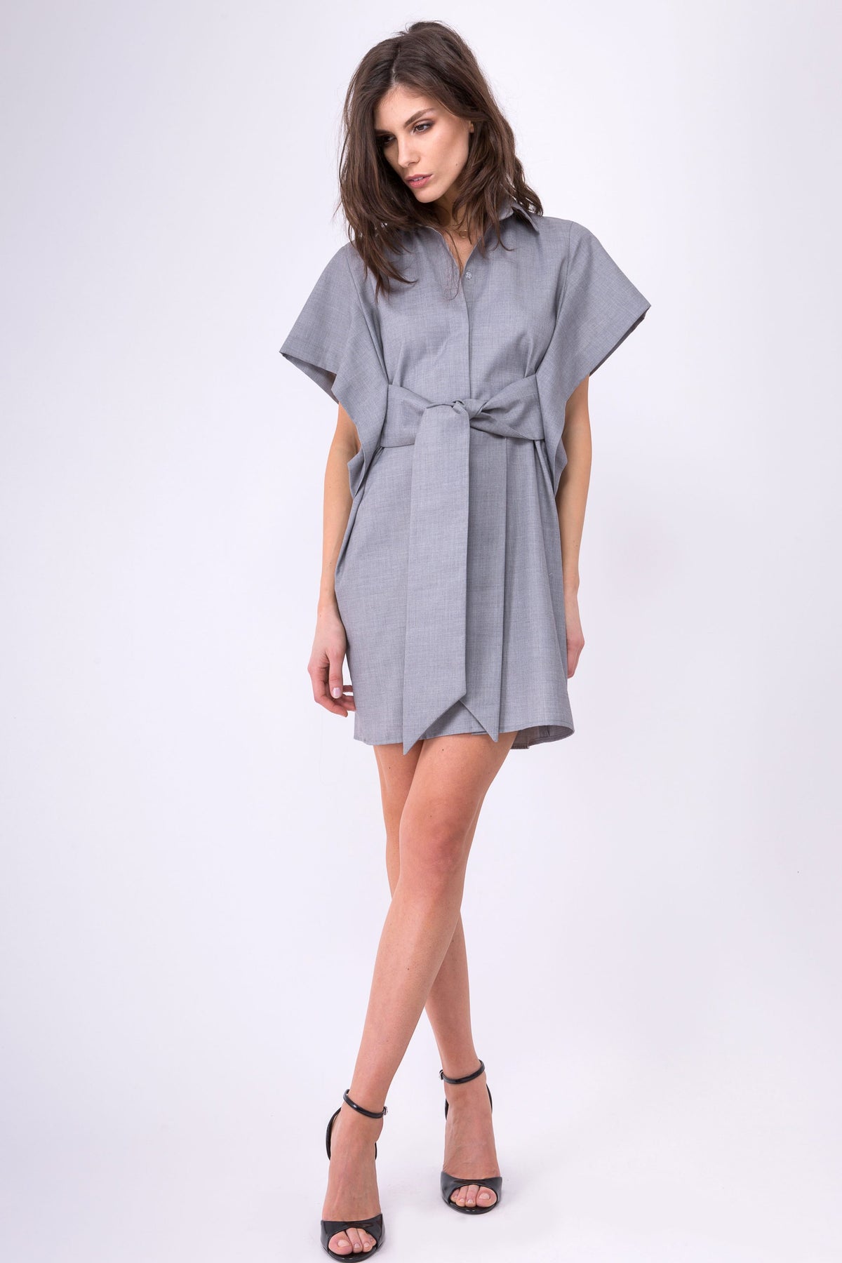 Rochie Gri cu cordon - MOJA