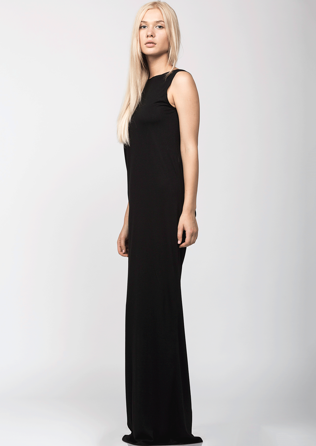 Rochie lunga cu spatele gol neagra - MOJA