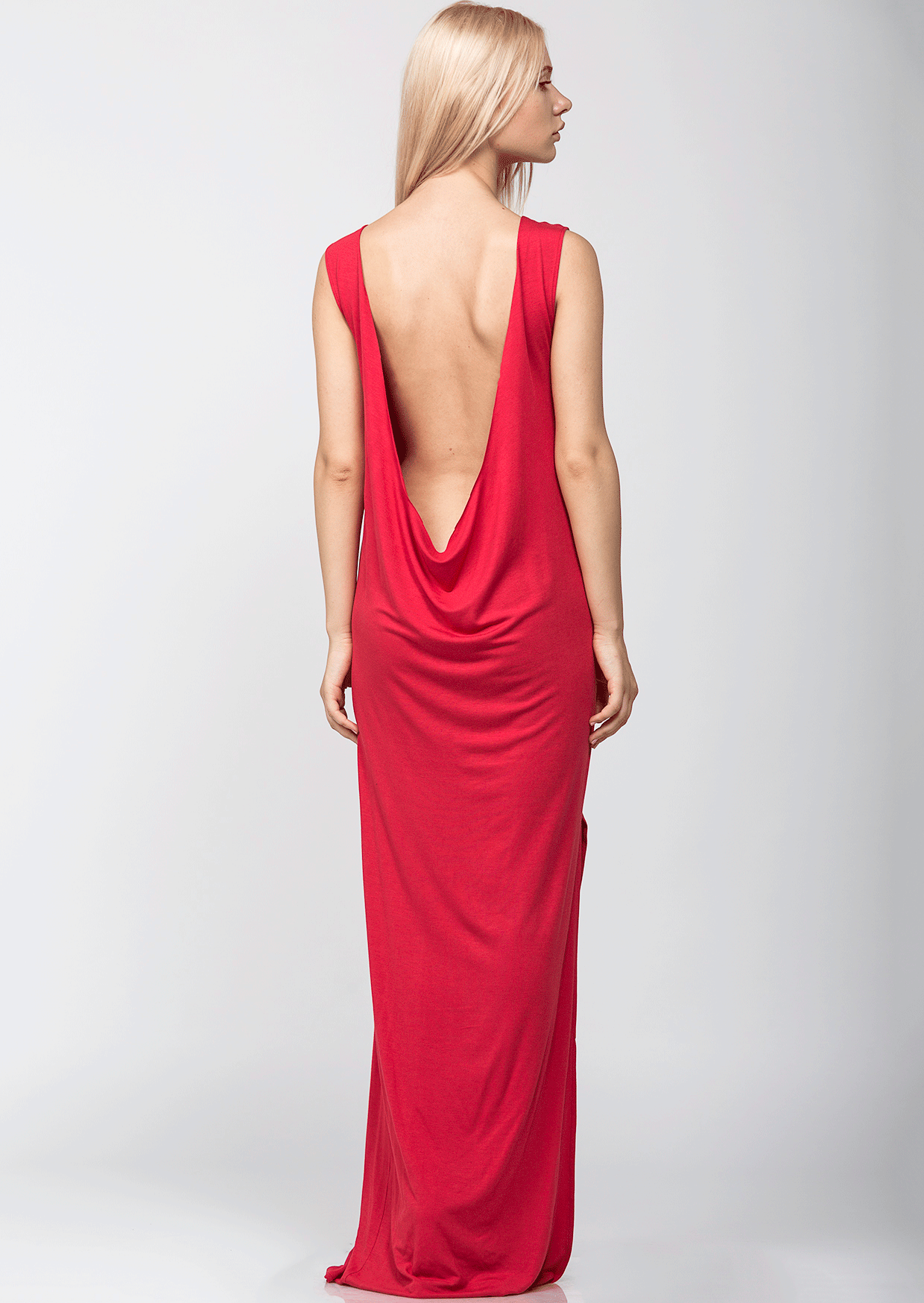Rochie lunga cu spatele gol rosie - MOJA