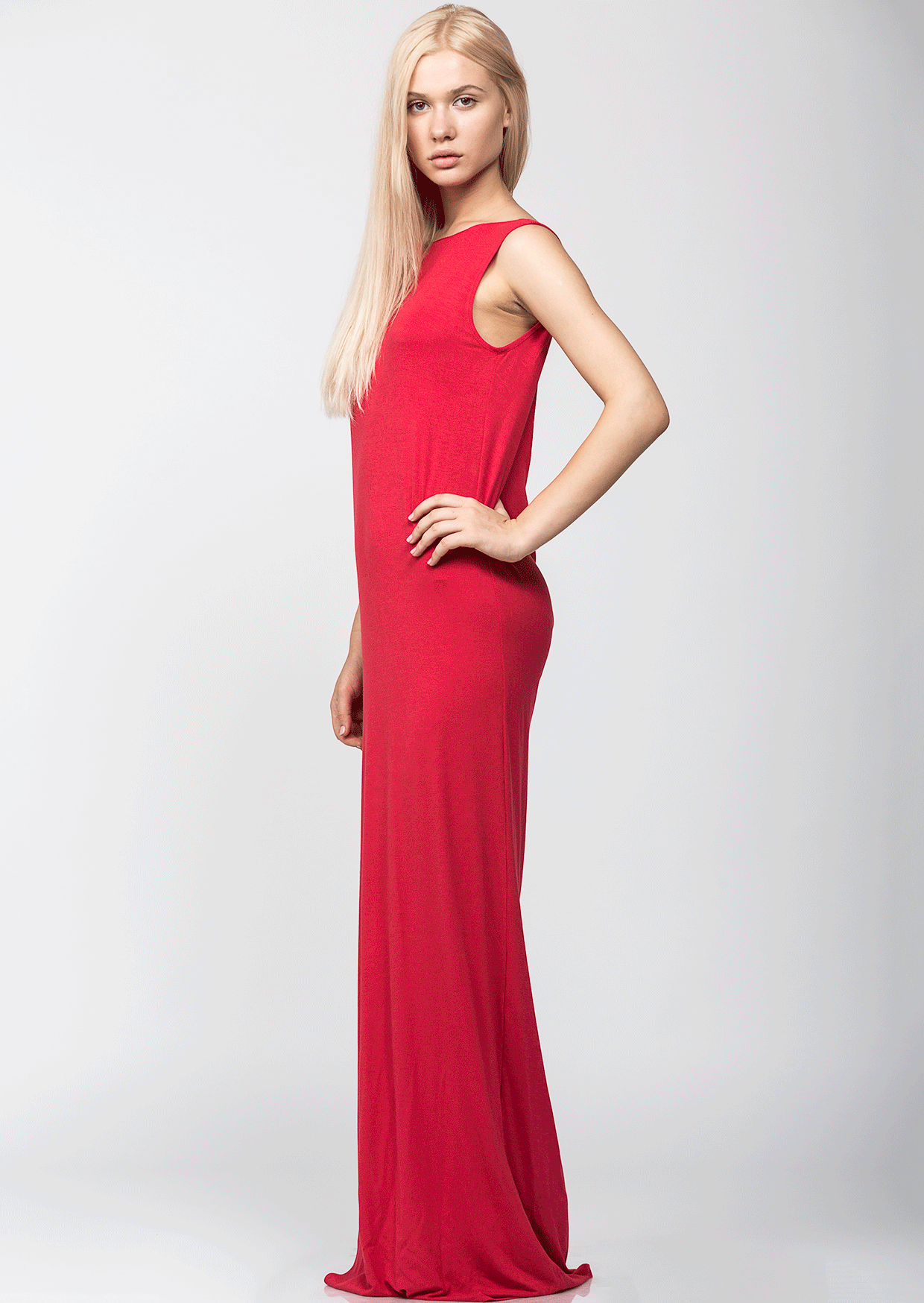 Rochie lunga cu spatele gol rosie - MOJA