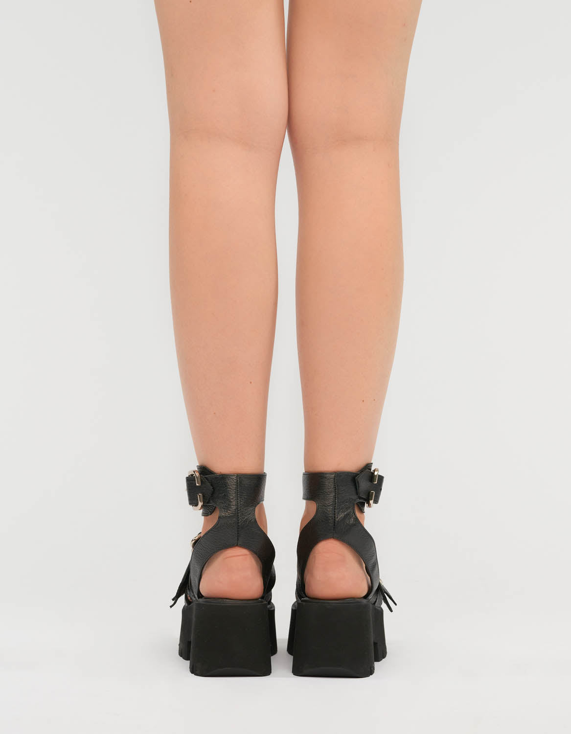Sandale din piele neagra Ibiza - MOJA