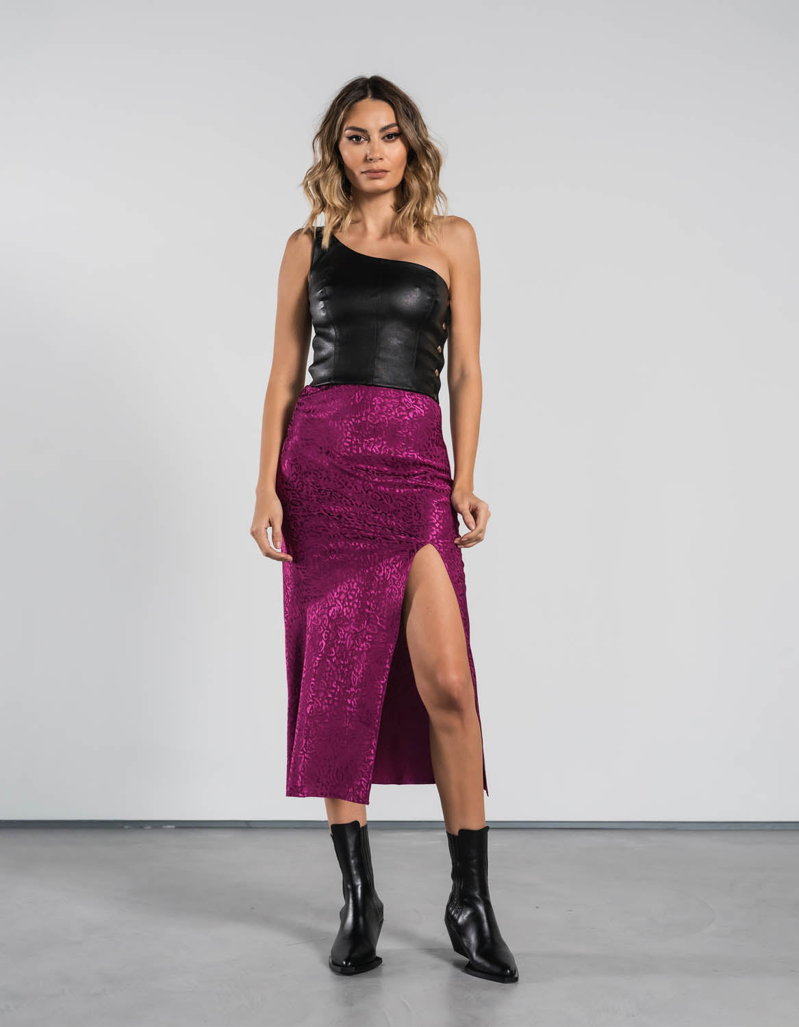 Top din piele negru Kaya - MOJA