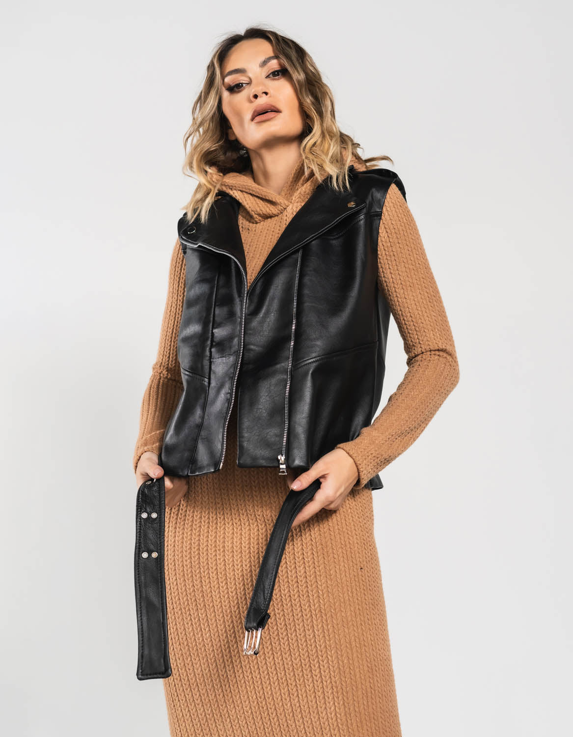 Vesta din piele Zipper - MOJA